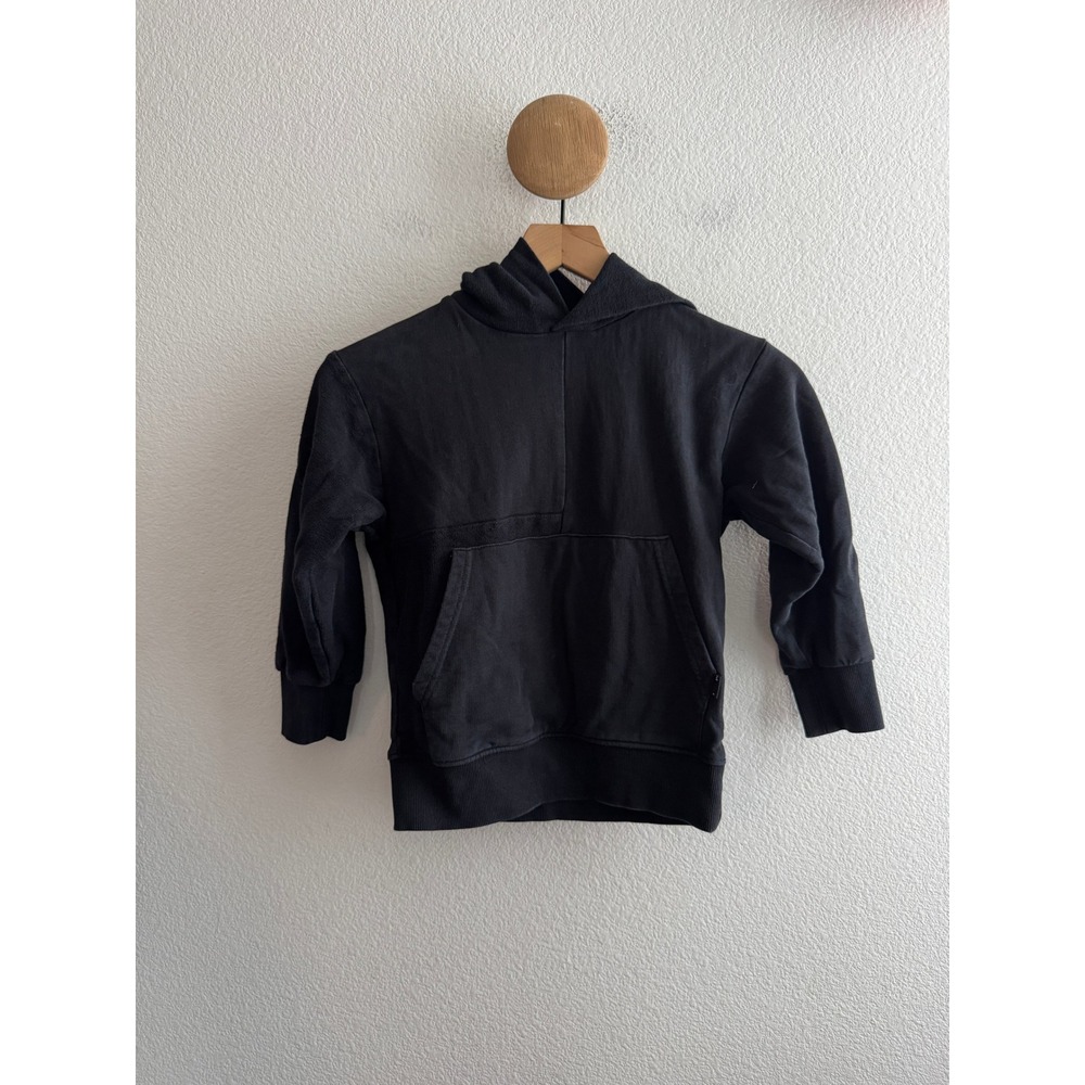 Molo Meqo Black Cotton French Terry Hoodie Kids Size 6